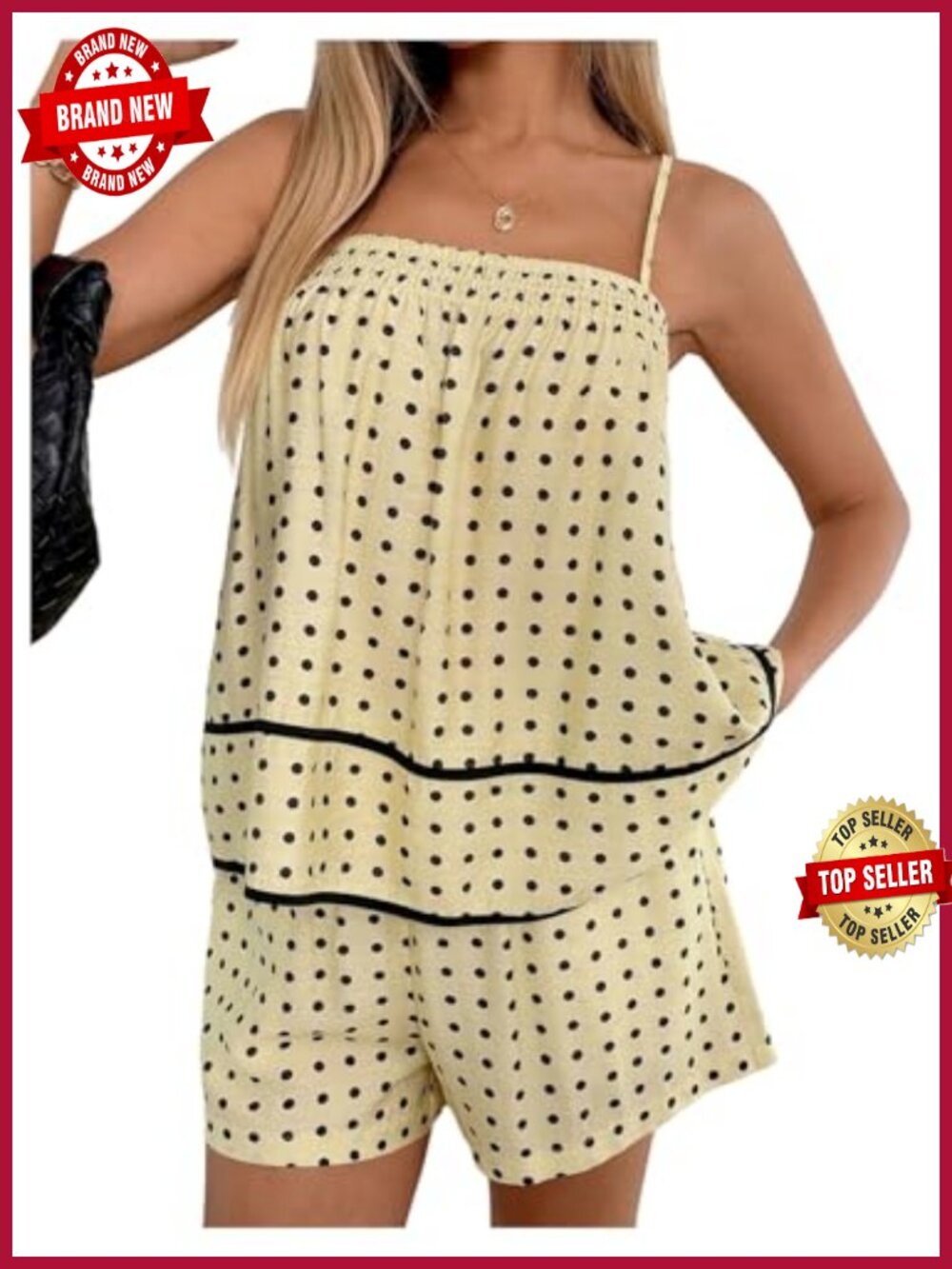 Women's 2 Piece Set Graphic Smocked Spaghetti Strap Peplum Tank Top and Shorts